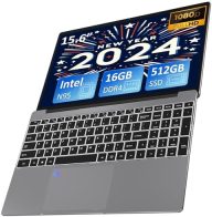 Auusda Laptop Computer with 16GB DDR4 RAM & 512GB M.2 PCIe NVMe SSD, Intel N95 Up to 2-3.4 GHz, 15.6″ FHD IPS LCD Screen, Backlight Keyboard, Fingerprint Reader, Mini HDMI, USB-A x2, Windows 11 Pro
