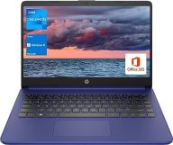 HP Portable Laptop, Student and Business, 14″ HD Display, Intel Quad-Core N4120, 16GB DDR4 RAM, 64GB eMMC, 1 Year Office 365, Webcam, SD Card Reader, HDMI, Wi-Fi, Windows 11 Home, Blue, KKE Mousepad